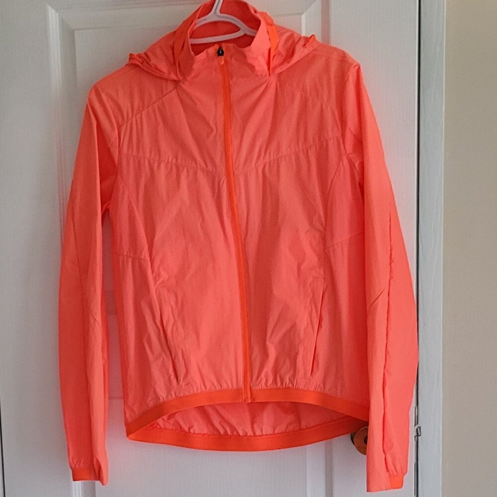 Fluorescent Orange Lightweight Jacket with Hood